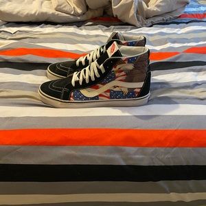 Custom USA Vans Sk8 hi Og checkered July 4 flag